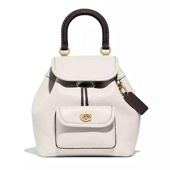 Coach Riya 21 Pebble Leather Backpack with Leather Top Handle Cream White main image 7